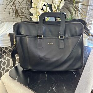 Laura USA Vintage Leather Crossbody Briefcase. Black